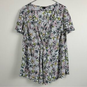 Torrid floral v neck peplum blouse top plus size flowy ditzy garden